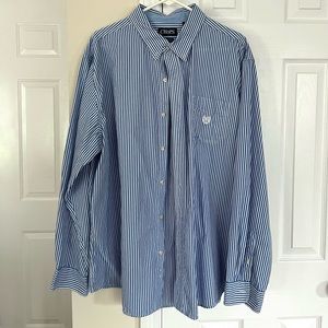 Chaps Blue and White striped Dress Shirt